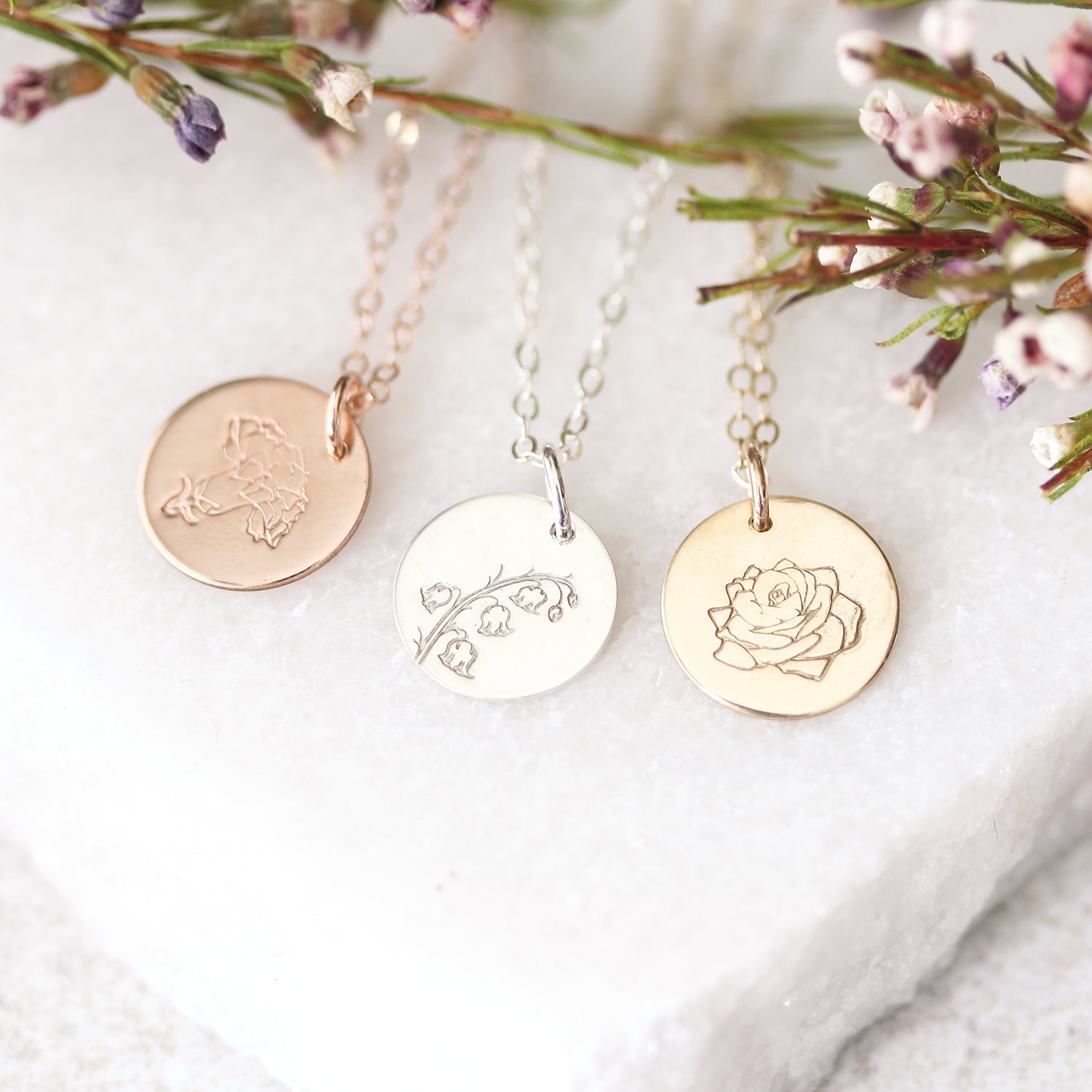 Birth flower pendant
