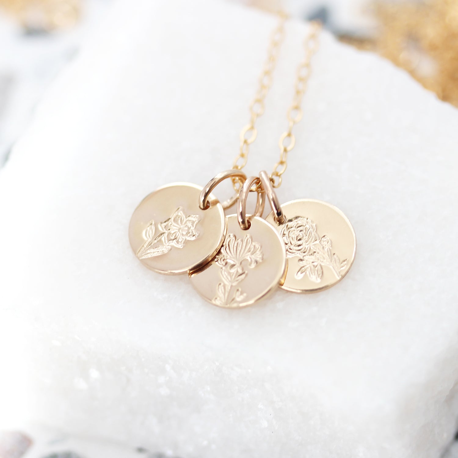 Birth flower pendant on stem