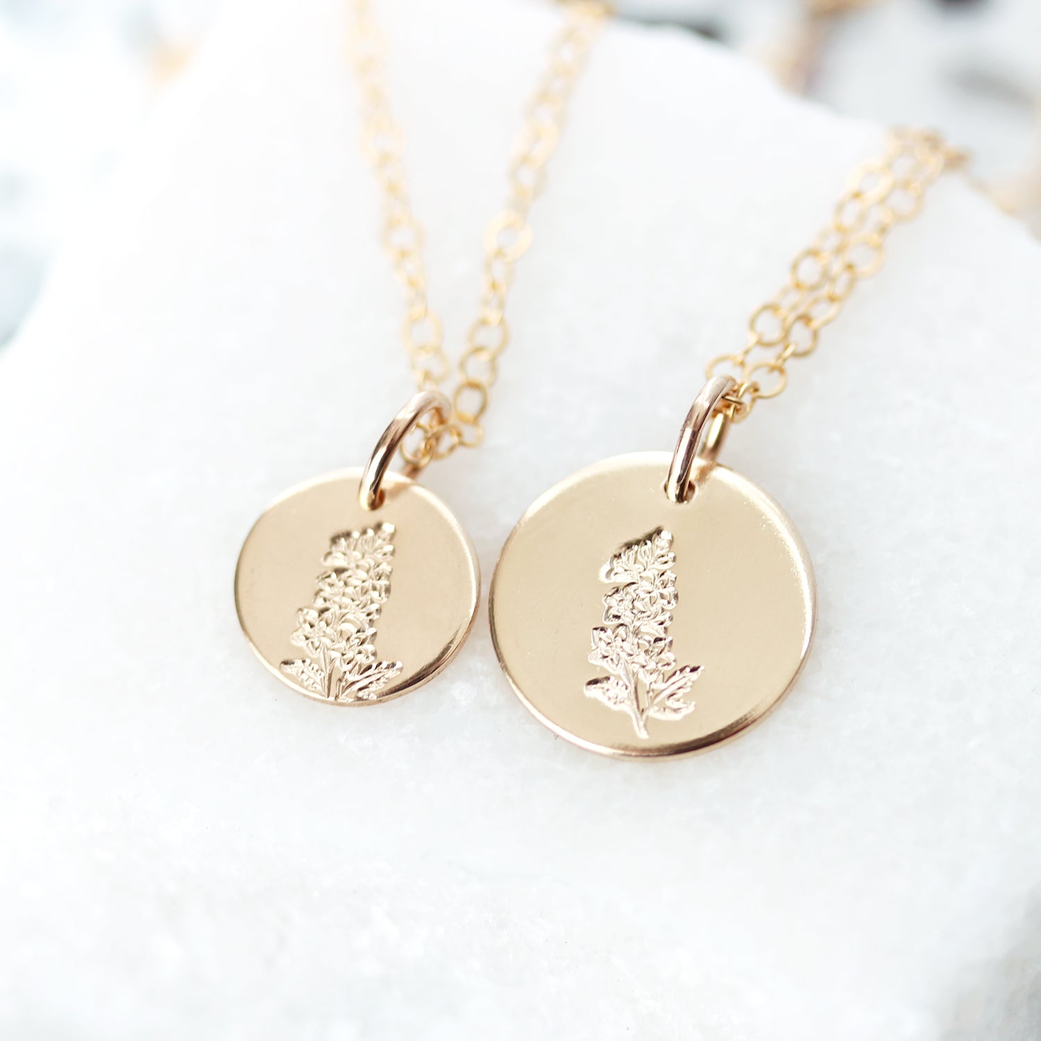 Birth flower pendant on stem