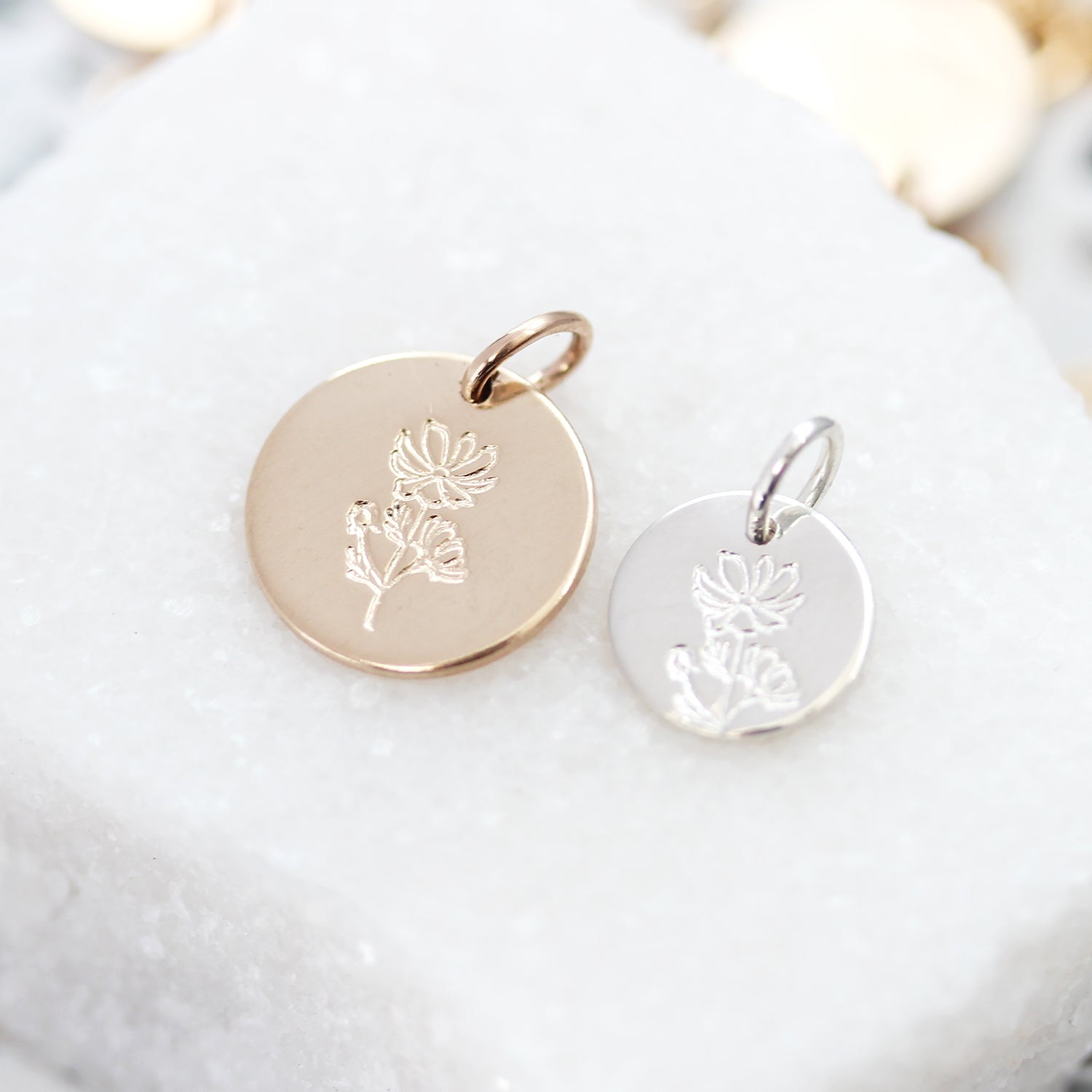 Birth flower pendant on stem