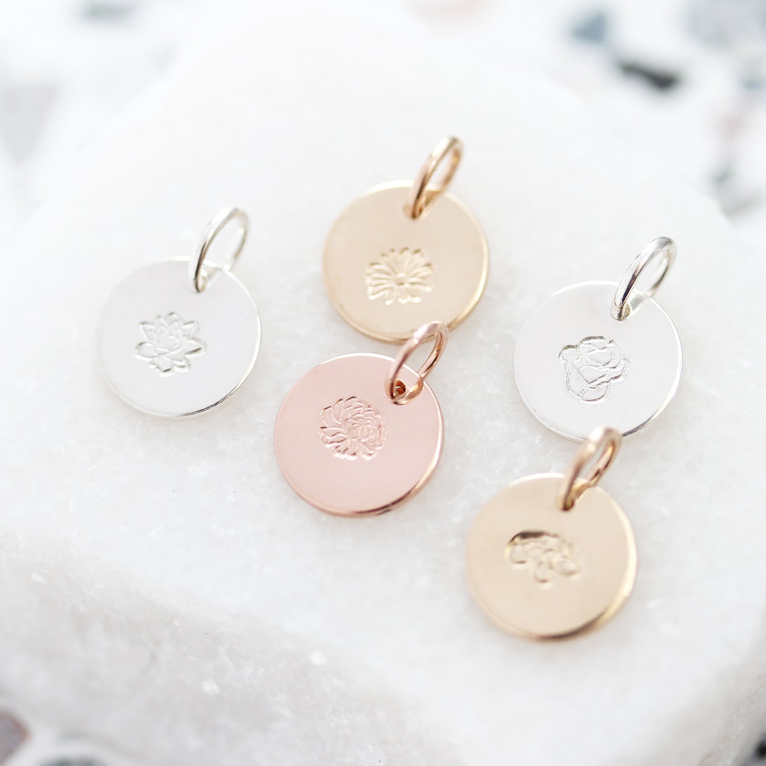 Mini birth flower pendant