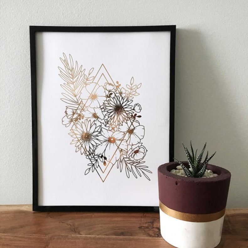 Geometric flowers laminated poster