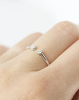 Open ring with two stones