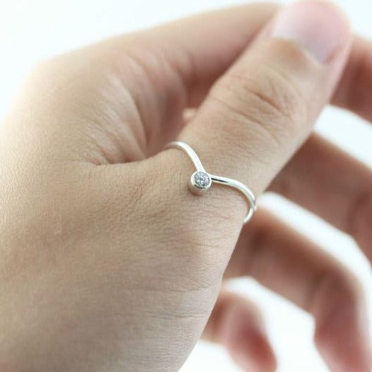 Bague chevron avec CZ