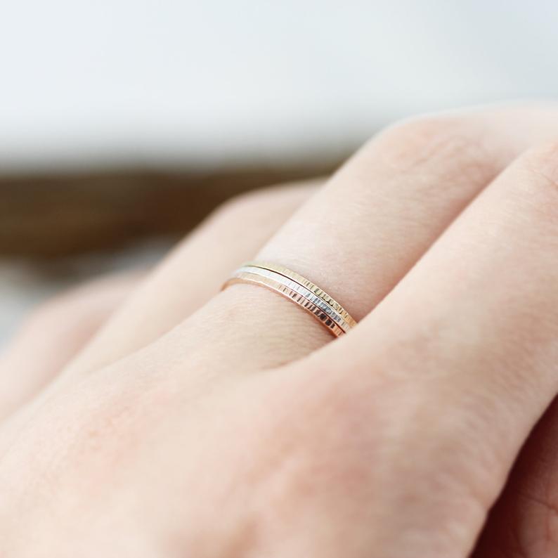 Extra thin ring Lignee, square edges 0.8mm