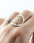 Forged ring with ruby