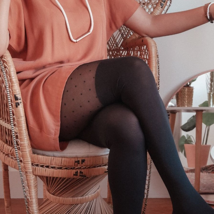 Polka dot thigh-high tights