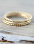 Set of 3 Textured Rings - Twisted, Smooth and Crinkled