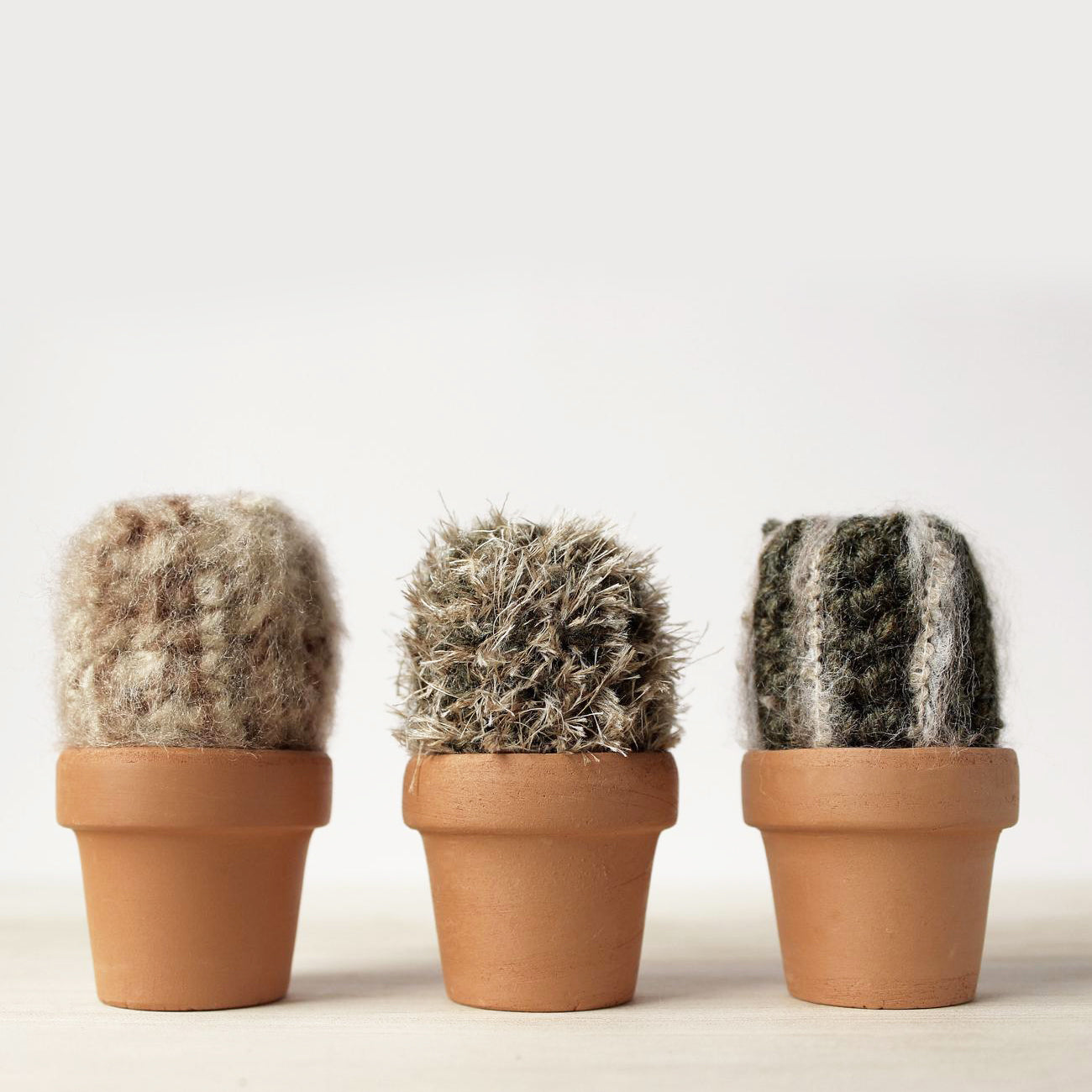 Ensemble de 3 cactus crochetés