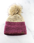 Two-tone pompom hat