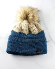 Two-tone pompom hat