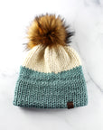Two-tone pompom hat