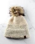 Two-tone pompom hat
