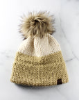 Two-tone pompom hat