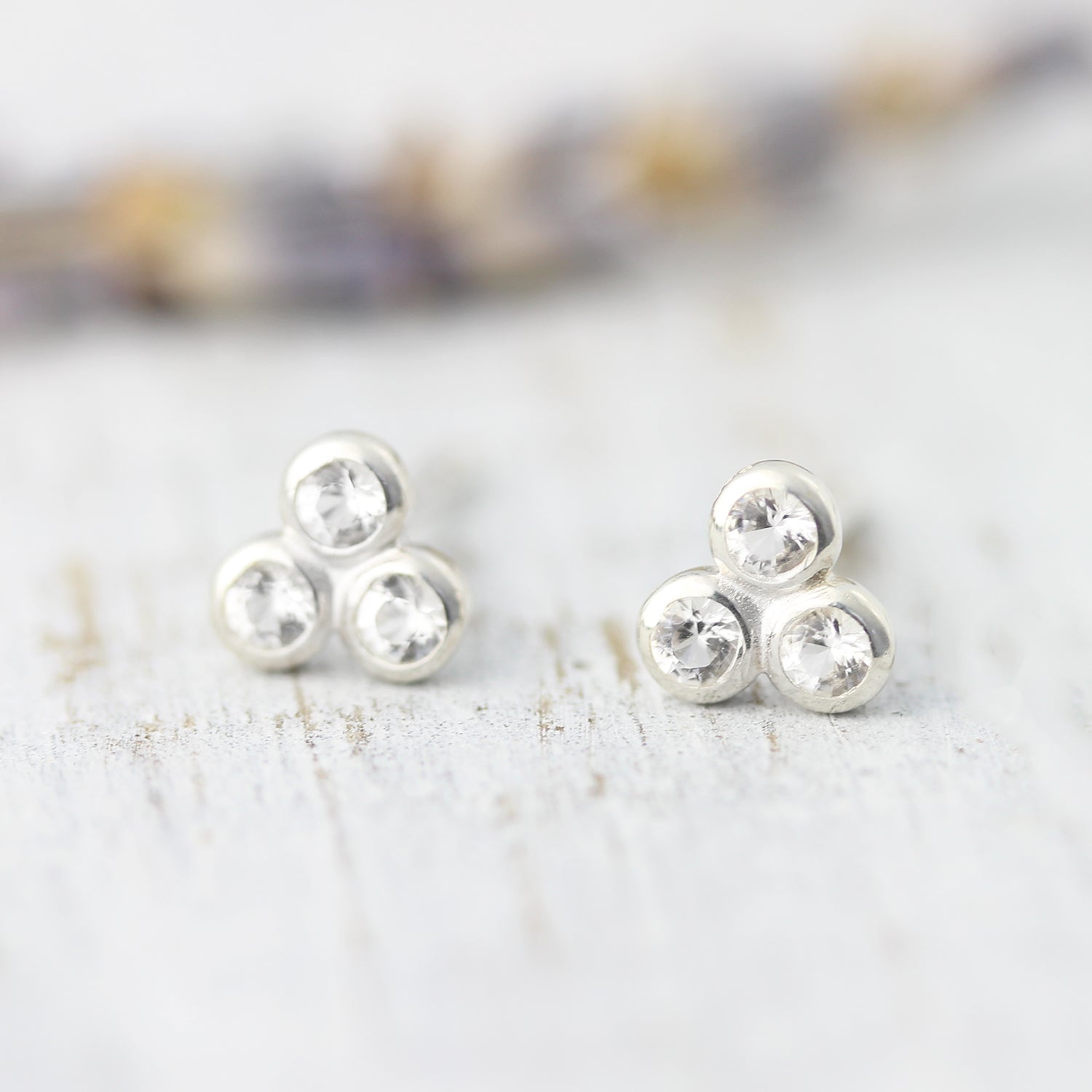 Boucles d'oreilles 3 pierres