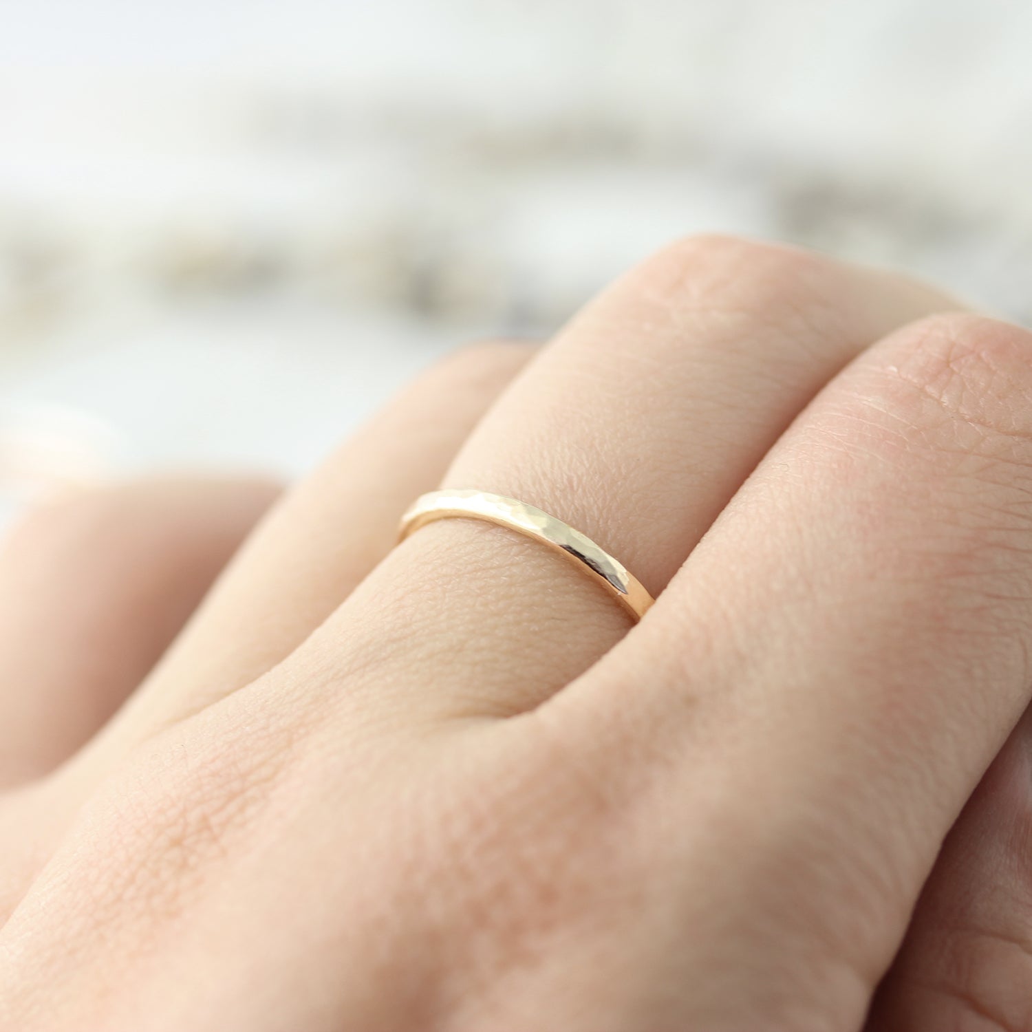 Wide hammered ring 1.6mm