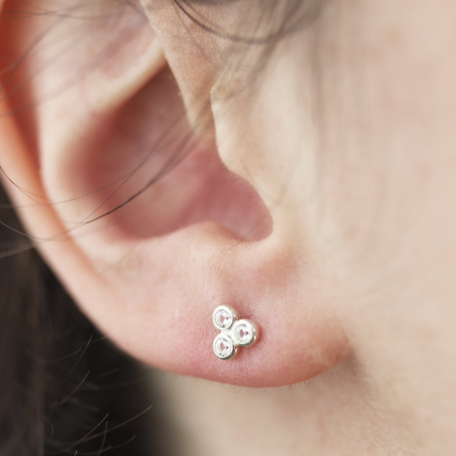 Boucles d'oreilles 3 pierres