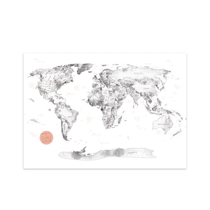 Affiche Carte du monde 12"x 18" (Anglais)