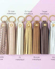 Metallic Leather Fringe Keychain
