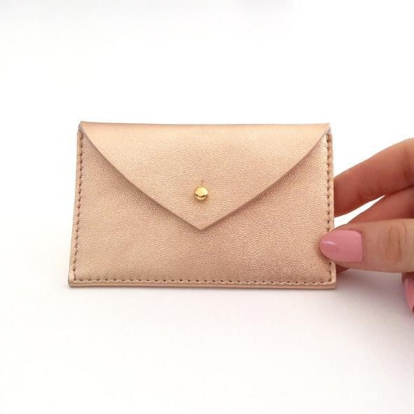 Metallic leather card holder