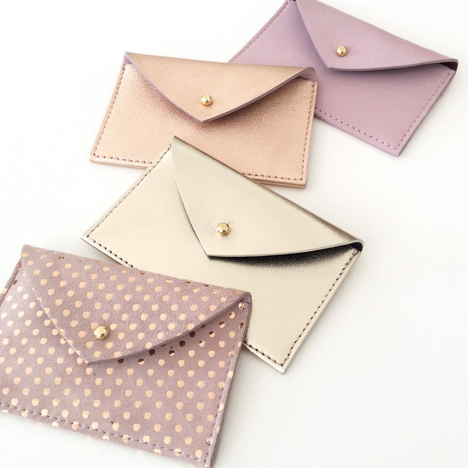 Metallic leather card holder