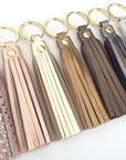 Metallic Leather Fringe Keychain
