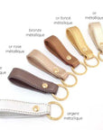 Metallic leather keychain