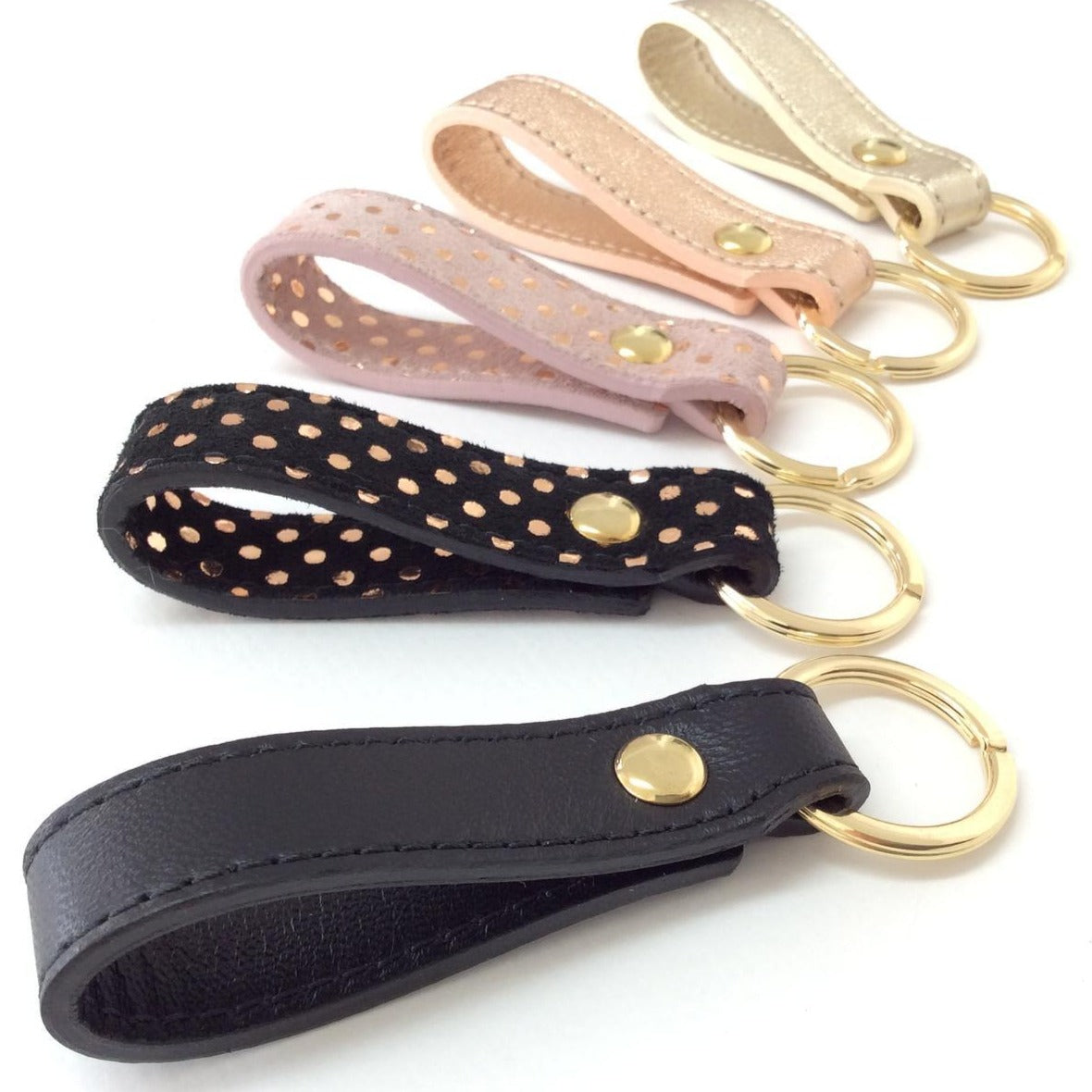 Metallic leather keychain