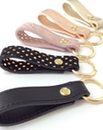 Metallic leather keychain