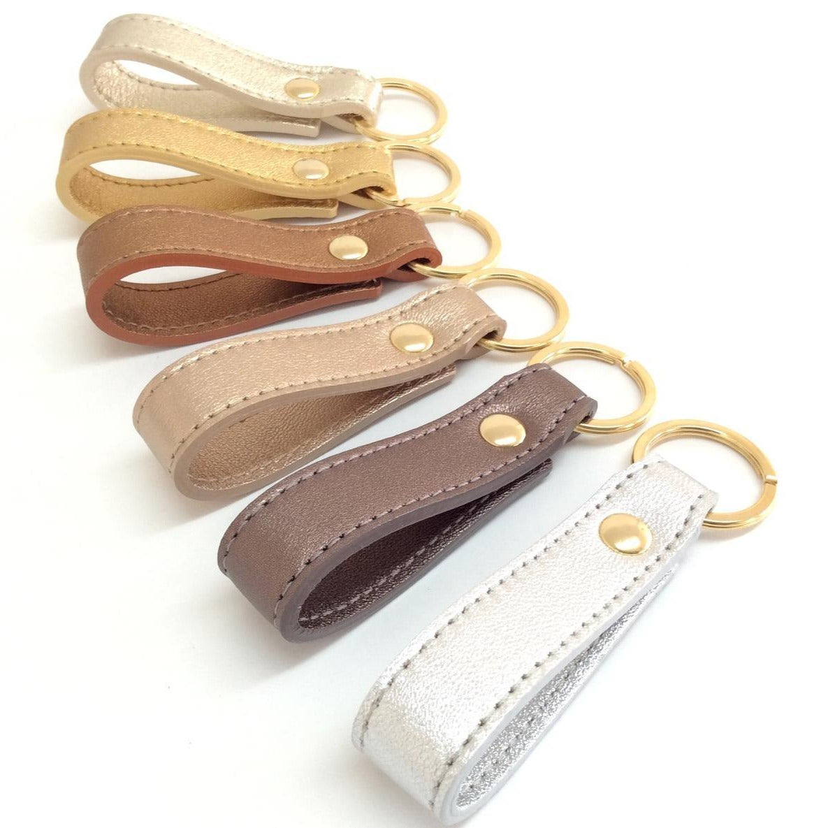 Metallic leather keychain