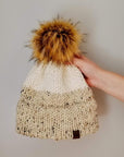Two-tone pompom hat