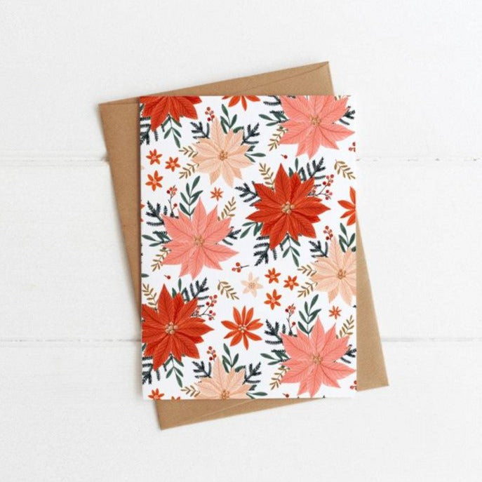 Carte de voeux - Motif fleurs de Noël