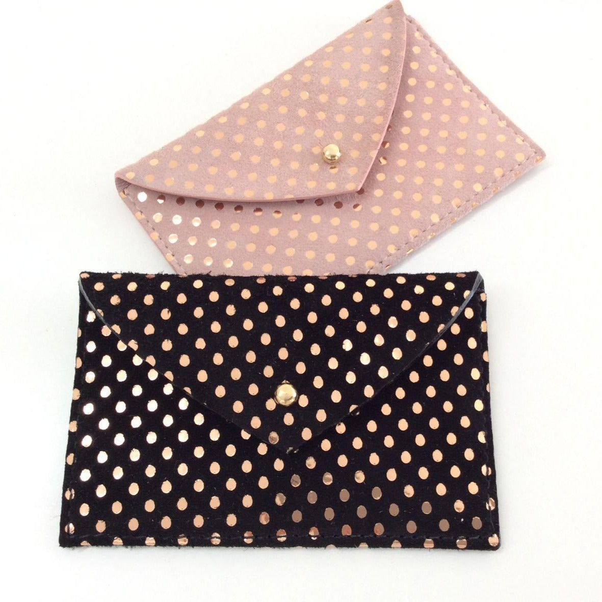 Metallic leather card holder