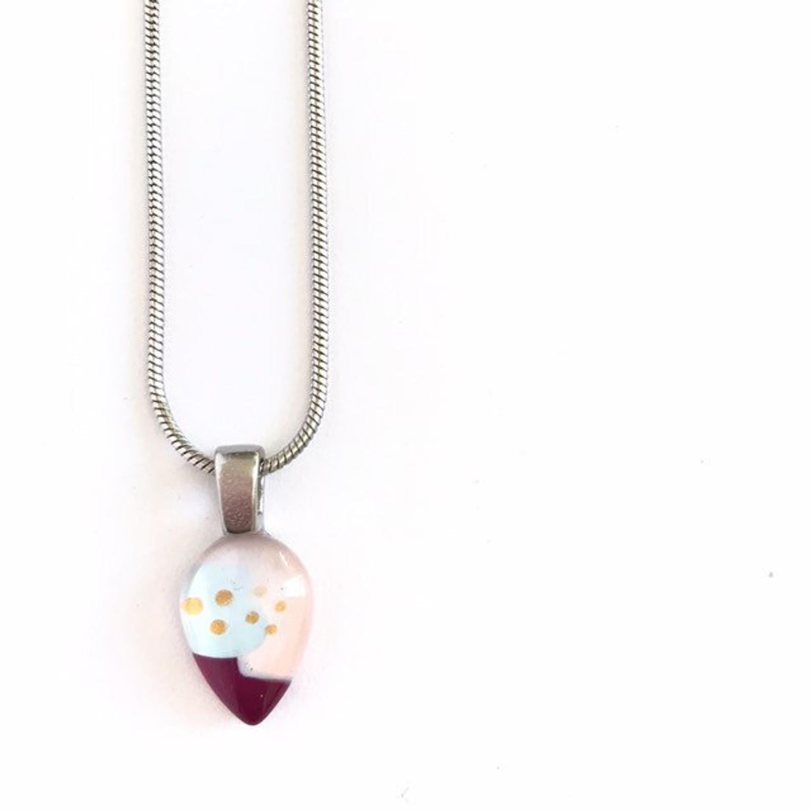 Mini pendentif goutte rose pâle, bleu pâle et fuchsia